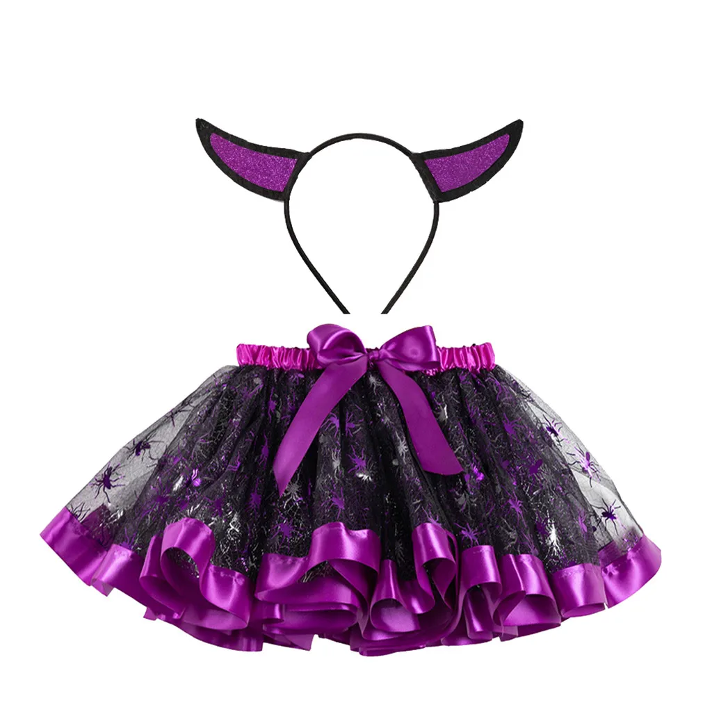 Kids Girls Tutu Skirt Cartoon Halloween Party Dance Ballet Toddler Baby Costume Mini Skirt Hairband vestido elegante new