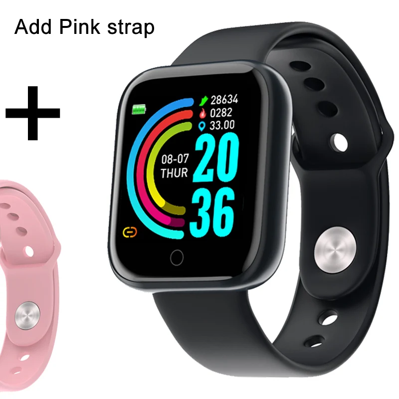 Black add pink Смарт-часы для мужчин и женщин, часы для измерения артериального давления, водонепроницаемые часы, трекер сердечного ритма, спортивные часы, Смарт-часы для Android IOS - Цвет: Black add pink
