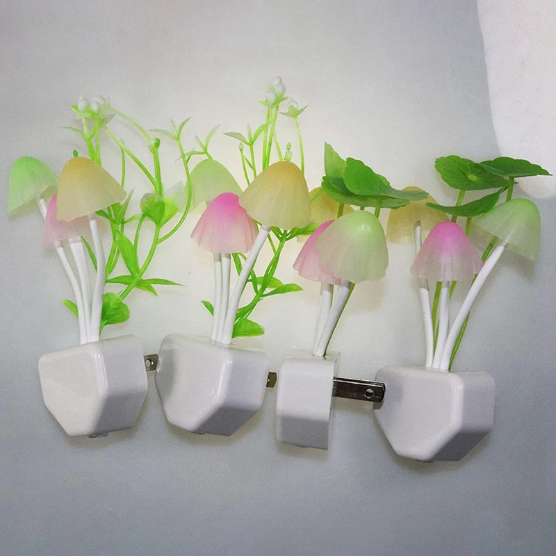 Buy Top-4 Pack Night Lights 7-Color Changing Light Sensor Wall LampDusk to Dawn Mushroom Night Light LED Night Light Plug US Plug