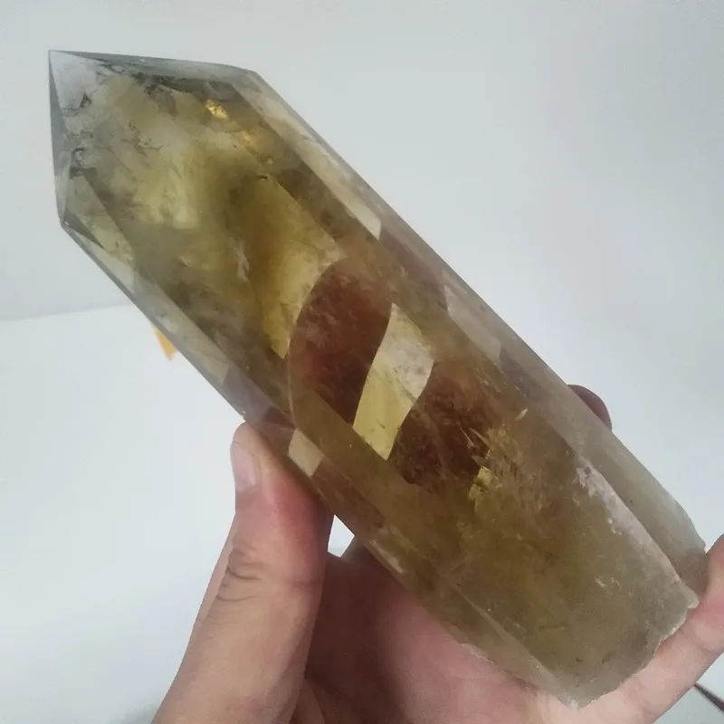 Натуральный камень цитрин кварцевый кристалл палочка точка чакры