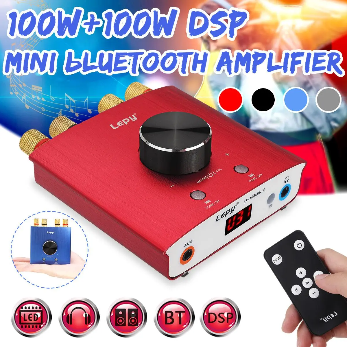 5,0 bluetooth мини цифровой усилитель дисплея Hi-Fi стерео усилитель Усилитель MP3-Плеер домашний аудио 100 Вт+ 100 Вт автомобильный усилитель