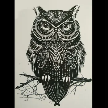 

Large Black Owl Arm Fake Transfer Tattoo Stickers Temporary Tattoos Wo Spray Waterproof Designs