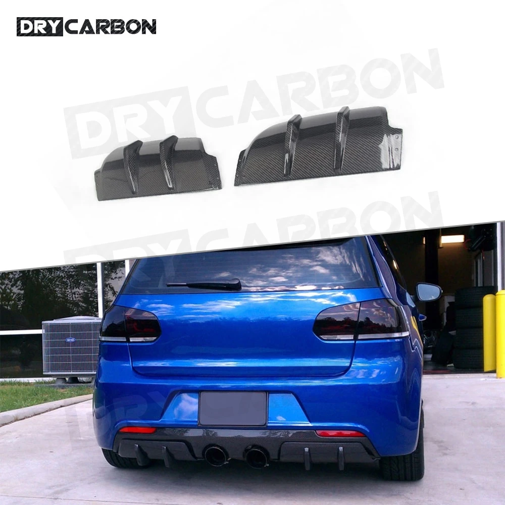 2 Pcs Dry Carbon Fiber Rear Lip Diffuser For Volkswagen Vw Golf 6 Vi
