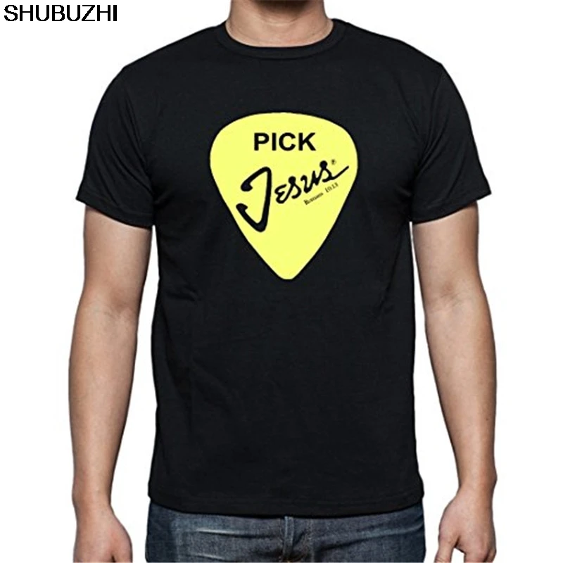 Мужская футболка pick Jesus-Guitar pick-Christian Music, футболка с принтом, летние топы, футболки, европейский размер, мужская летняя хлопчатобумажная футболка