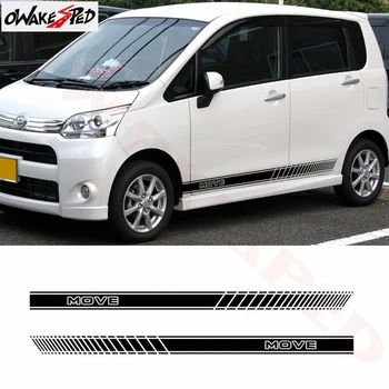 

2PCS Car Side Stripes Skirt Decor Stickers For Daihatsu Move City Auto Body Sport Styling Vinyl Decal Accessories