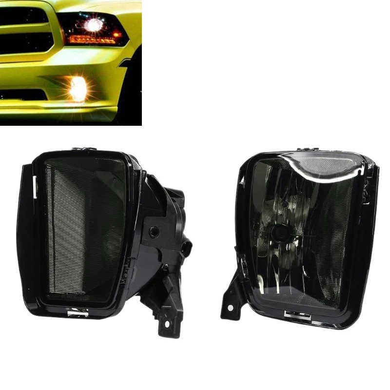 1 Pair 12V 3000K HB4 Smoked Lens Car Front Bumper Fog Halogen Lights with Bulbs for Dodge RAM 1500 2013
