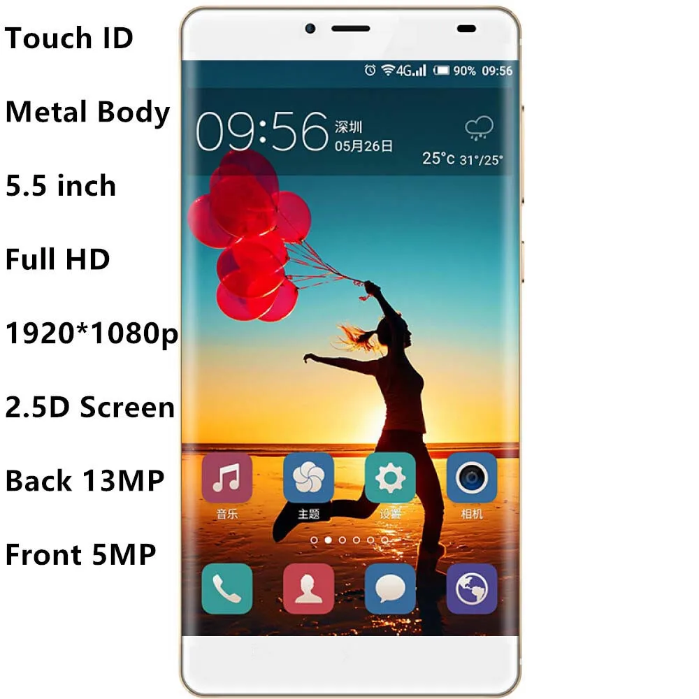 Металлический корпус SANTIN KE1 5,25 ''Full HD 2.5D экран Touch ID 4G ...