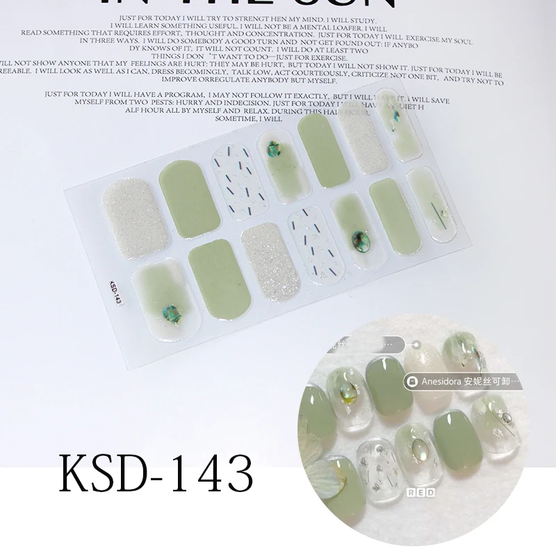 KSD-143 New Stickers Glitter KSD Series Irregular Sequins Nail Decals Full Cover Adhesive Nail Art Stickers Manicure for Kids Women - Цвет: KSD-143