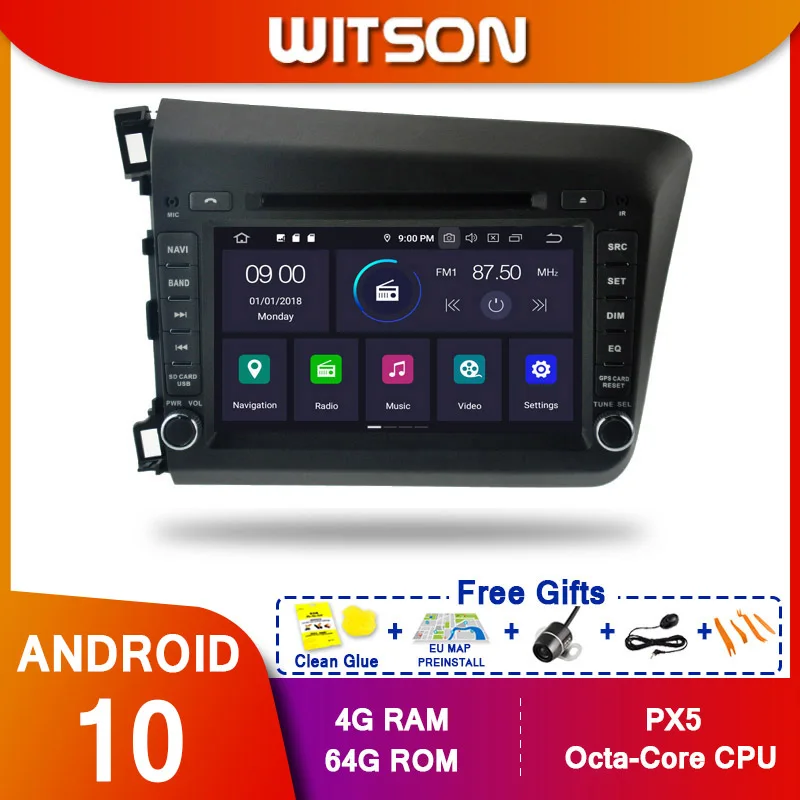 WITSON Android 10 2 Din автомобильный DVD Gps DVD-плеер для HONDA CIVIC 2012 IPS GPS радио | Автомобили и