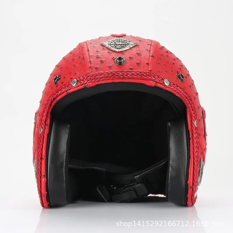Мотоциклетный шлем для мужчин и женщин, крутой шлем Harley 3/4, Педальный Круизер, кожаный шлем