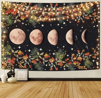 

Creative Psychedelic Tapestry Flower Wall Hanging Room Starry Sky Carpet Moon Tapestries Art Home Decoration Accessories