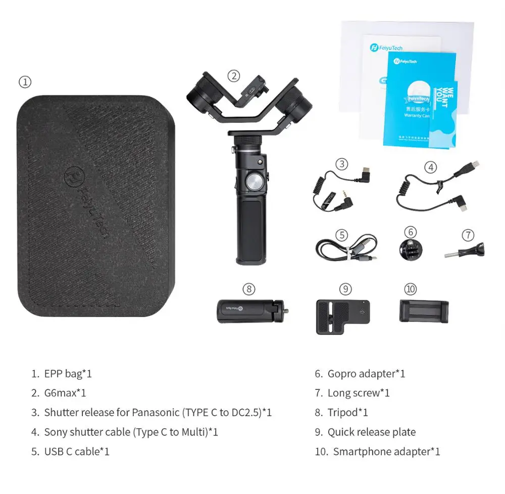 Ручной карданный стабилизатор Feiyutech G6 Max Feiyu AK2000C для экшн Камеры Gopro hero DJI Osmo sony a6000