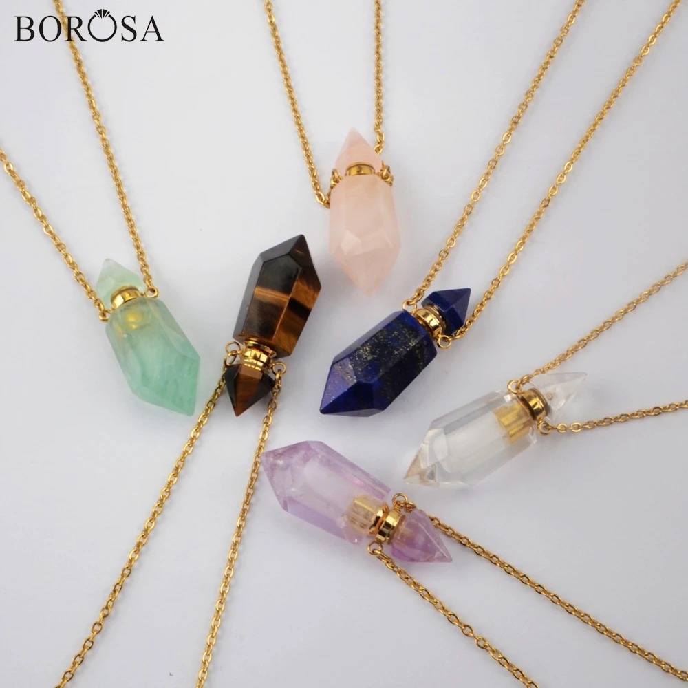 Gems Perfume Bottle Pendant Necklace 