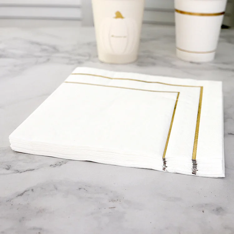 Paper Napkins with Gold Lining