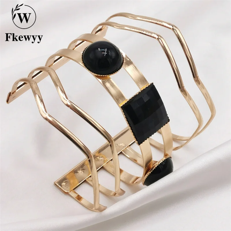 

Fkewyy Gothic Bracelets For Women Fashion Accessories Designer Luxury Jewelry Cuff Bracelets Black Gem Retro Gothic Jewelry
