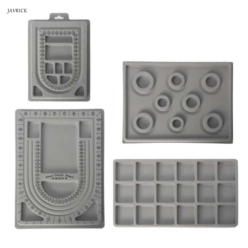 

4Pcs Gray Flock Beads Tray Jewelry Design Boards Kit DIY Beading Bracelet Jewelry Tools