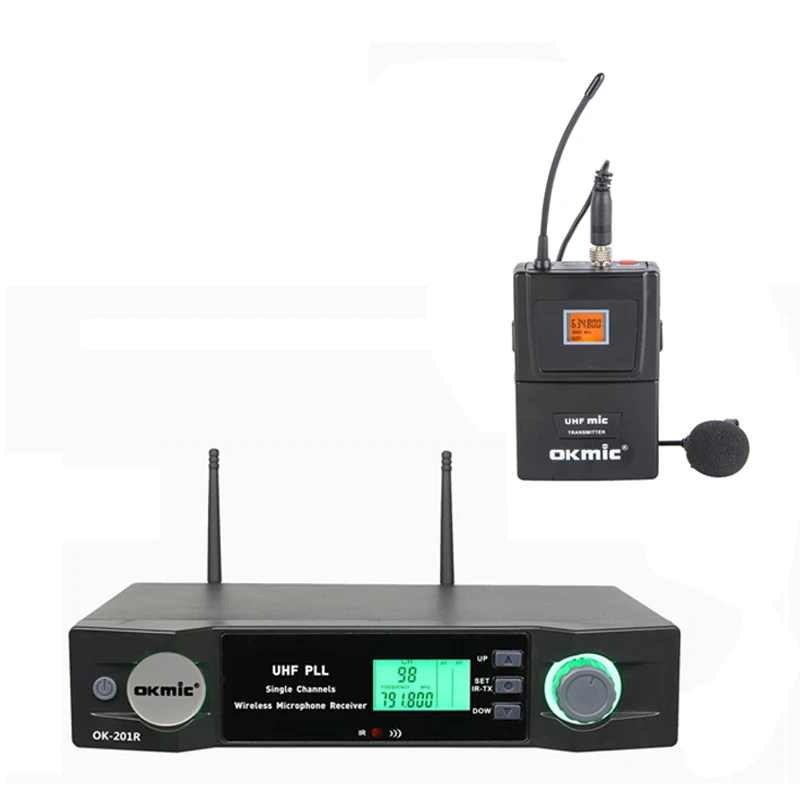 OKMIC OK-201R OK-202B UHF 512-537MHz single channels stage performance karaoke wireless Lavalier Lapel microphone | Электроника