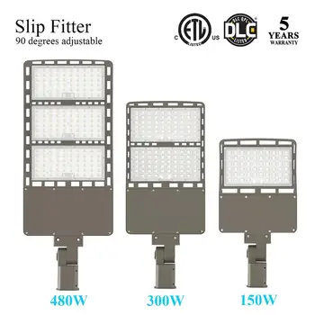 

480W 300W 150W Led Shoebox Light DLC ETL Outdoor Led Parking Lot Street Pole Lighting 120-277V Dust to Dawn Photocell 5000K