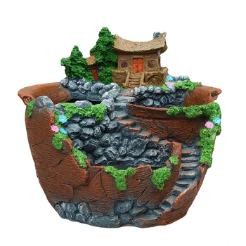 

2020 New Mini House Figurines Resin Flower Pot For Herb Cacti Succulent Plants Planter Home Garden Micro- Landscape Decor Crafts