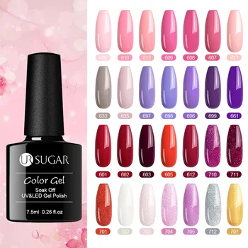 

UR SUGAR 7.5ml Gel Nail Polish Pink Glitter Color Soak Off UV Gel Varnish Semi Permanant UV Gel Nail Art Base Coat Top Coat