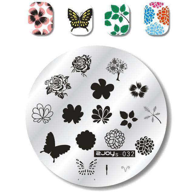 Round Nail Stamping Plates Butterfly/Constellation/Leaf/Bird Stainless Steel Image Stencils Printing Nails Decor 5.5cm Tool