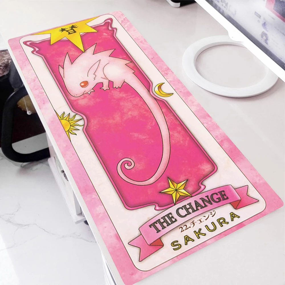 

Anime mouse pad Cardcaptor Sakura Tarot Gamer Mousepad cute Desk Mat Large Gaming Mouse mat Locking Edge keyboard Desk pads