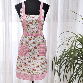 

Dust-proof Cooking Kitchen Apron Printing Apron Thicken Polyester Bib With Pockets For Adult Women Restaurant Sleeveless Apron