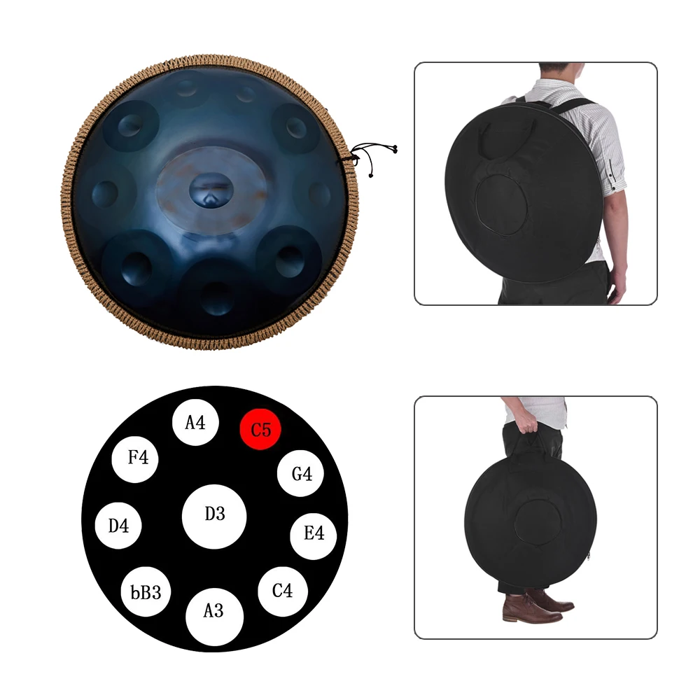 10 нот Handpan ручная кастрюля ручной барабан музыкальный ударный инструмент подарок с барабаном палочка ткань для чистки металлическая подставка сумка для переноски