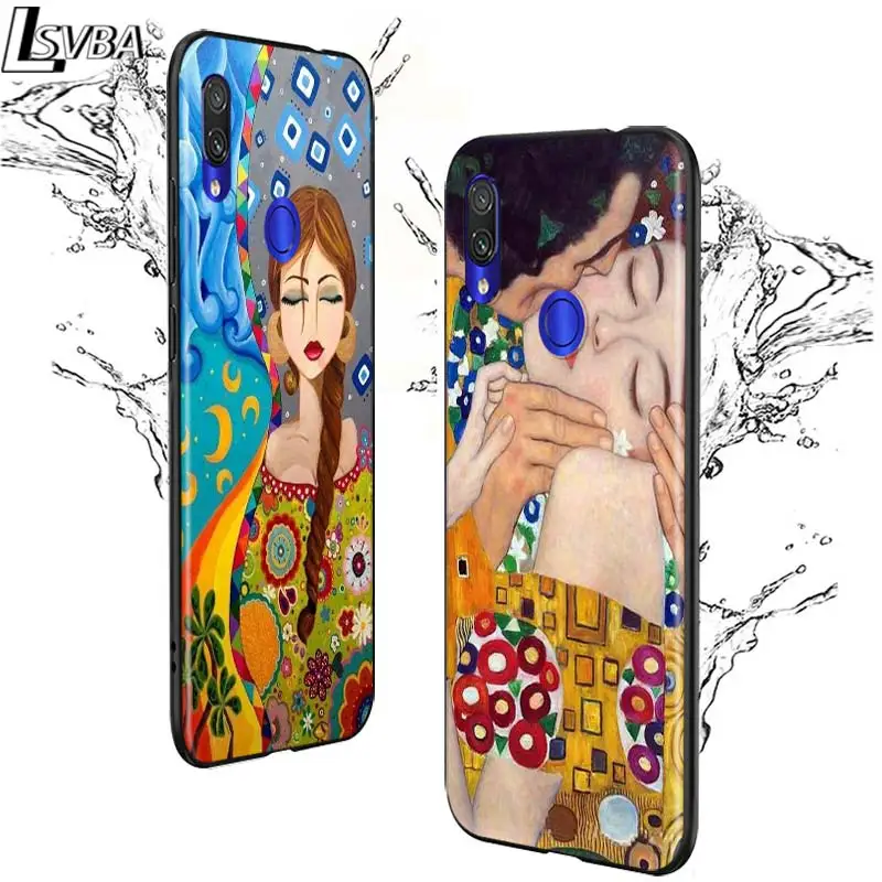 Ударопрочный чехол the kiss Gustav Klimt для Xiaomi Redmi Note 9 9S Max 8T 8 7 6 5 Pro 5A 4X 4 мягкий черный