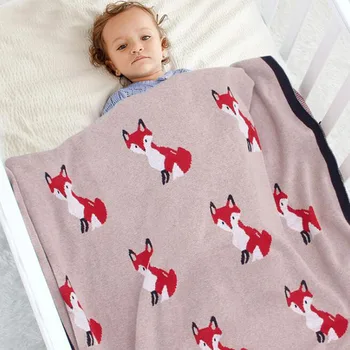 

Autumn Winter Infant Baby Boy Girl Cartoon Fox Knit Blanket Newborn Baby Quilt Boys Girls Hold Blanket
