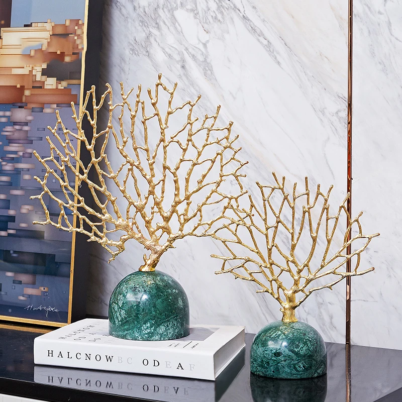 Скульптура из сплава в форме кораллового дерева Moder декоративная статуя зеленого