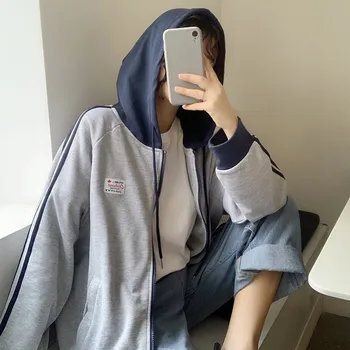 

Casual Jacket Women Autumn Winter Warm Plus Velvet Loose Solid Color Zipper Long Sleeve Hooded Coat Women Chaqueta Mujer