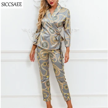 

Floral Print Two Piece Set Women Loose Sexy Casual Matching Sets Leisure Costumes 2020 Spring Clothing Outfits Survetement Femme