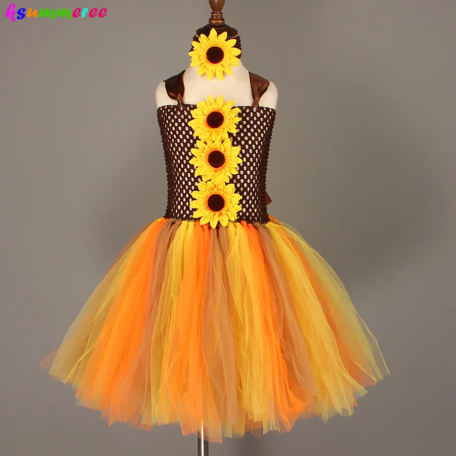 Fall Sunflower Girls Tutu Dress with Matching Headband Kids Woodland Fairy  Costume Children Thanksgiving Birthday Tutu Dress - AliExpress 1501