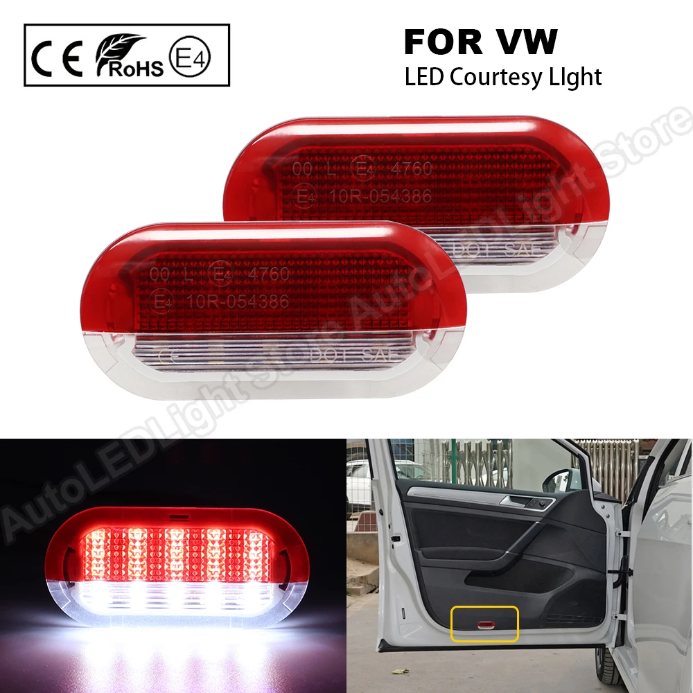 

2X LED Courtesy Lamp Door Light White light For VW Golf Beetle Cabrio Jetta Bora Polo Sharan Vento Touran Skoda Octavia Seat