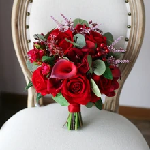 Свадебного букеты Искусственные жемчуг брошь из бисера Розовый Шелковый цветок свадебное свадебный букет невесты