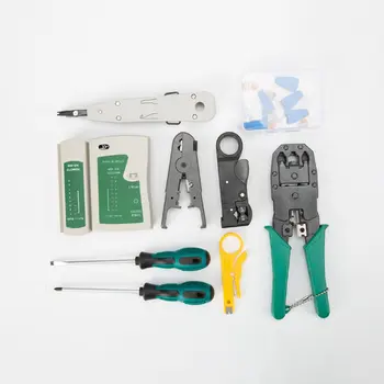 

Computer Network Repair Tool Kit LAN Cable Tester Wire Cutter Screwdriver Pliers Crimping Maintenance Tool Set Bag