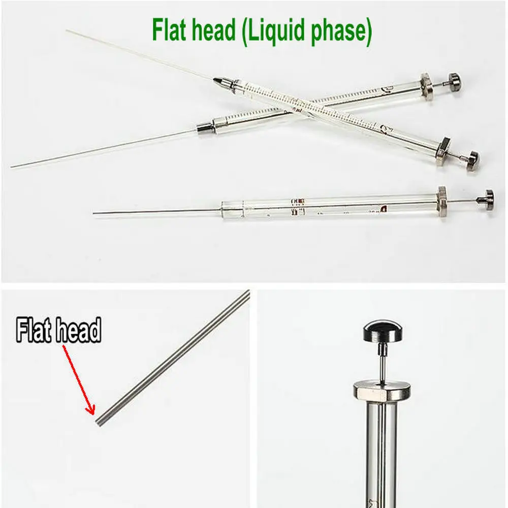 Microliter Syringe 1pcs lab 0.5ul to 1000ul liquid phase Microliter Syringes with flat head Laboratory chromatographic Microinjector