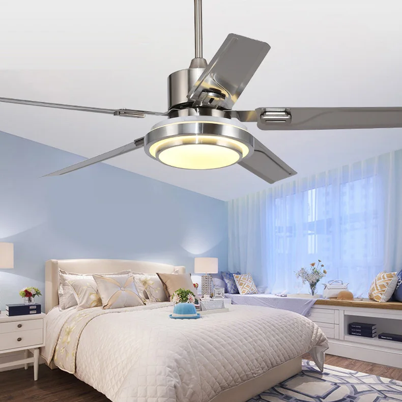 

Indoor Ceiling Fan light with Remote Control Brushed Nickel Ceiling Fan 42 48 52 inch 5 Blades for Bedroom Living room Lighting