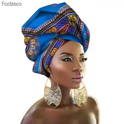 Fadzeco Дашики женский Африканский тюрбан африканская традиционная модная Вощеная напечатанная Анкара хлопок головной платок африканская