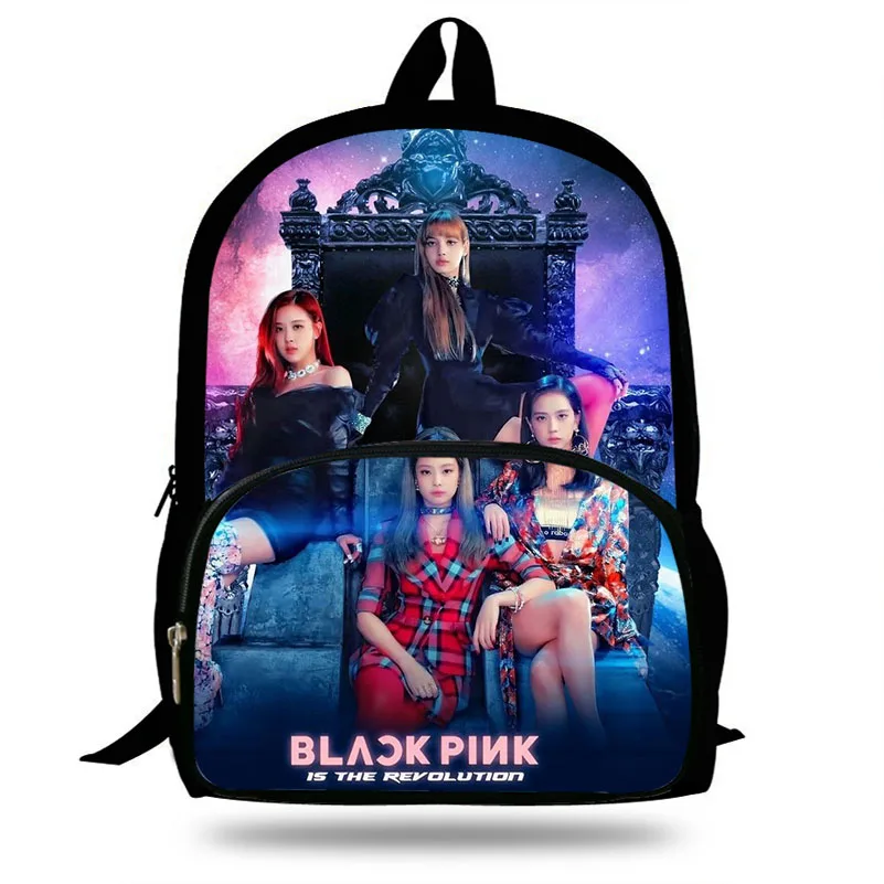 Черная розовая школьная сумка для девочек kPop, рюкзак для подростков, дорожная посылка, сумка через плечо для покупок, женская сумка Mochila