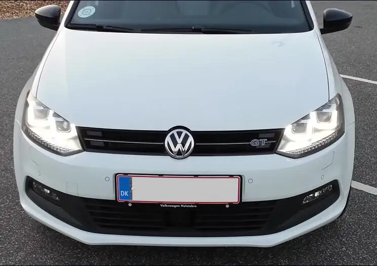 Автомобильный Стильный чехол на головную лампу для VW Polo, головной светильник s 2010- U, ангельские глазки, дневной ходовой светильник, плавный сигнал поворота, головной светильник