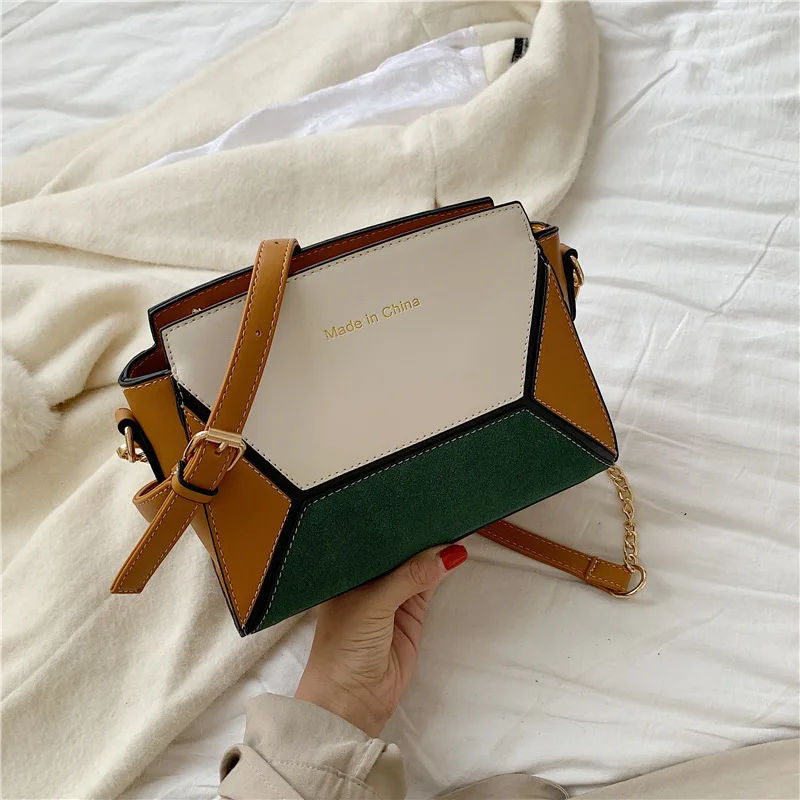 

Textured Joint Bucket Bag Women's 2019 New Style Fashion Korean-style Versatile INS Contrast Color Crossbody Bag WOMEN'S Bag Bag