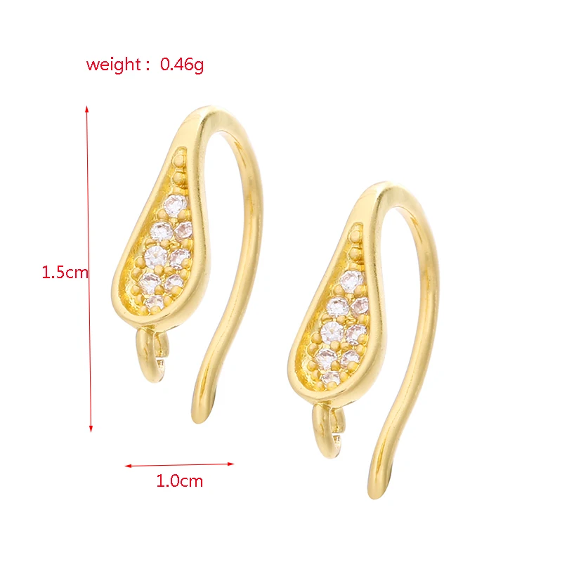 

1 pair Zircon crystal earrings tassel Earring hook fitting DIY earring material For jewelry making copper metal
