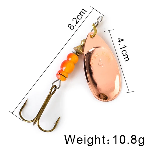 FISH KING Spinner Bait 3.9g 4.6g 7.4g 10.8g 15g Spoon Lures pike Metal With Treble Hooks Arttificial Bass Bait Fishing Lure as photo