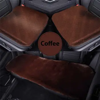 

3PCS Universal Front Seat +Rear Seat Cushion Car Seat Cushion Cover Long Artificial Faux Fur Cushion Cover Durable Wear Seat Mat