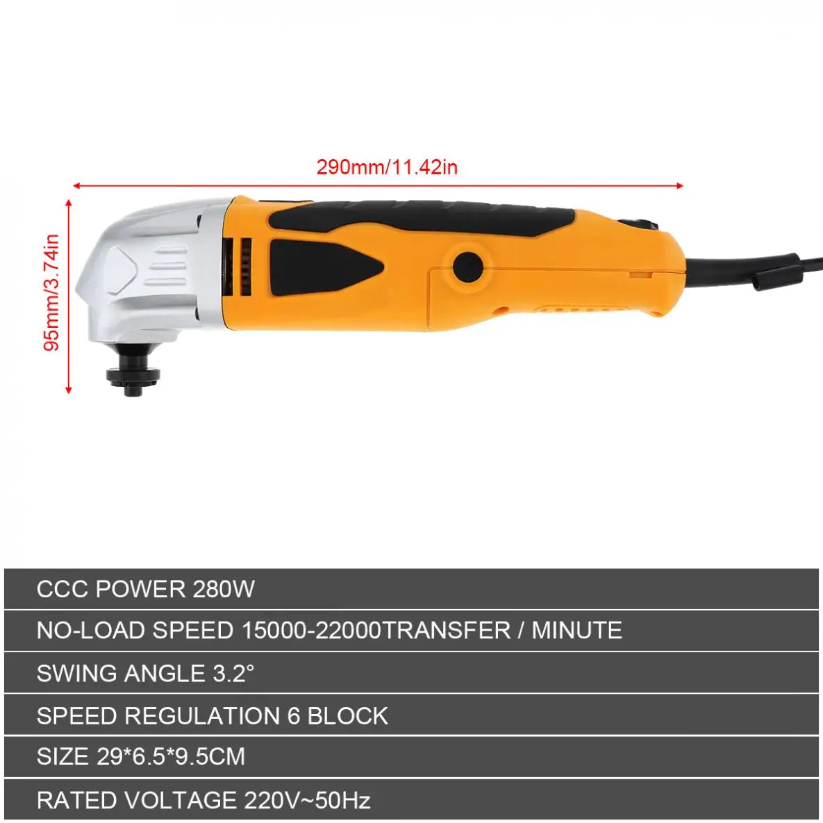 Electric Trimming 280W 220V 6-speed Hand-held LED Oscillating Machine Cutting Tool for Woodworking / Plishing / Trepanning