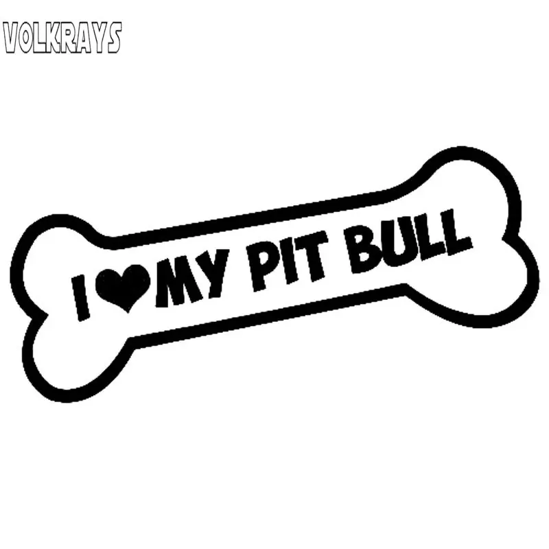 

Volkrays Creative Car Sticker Dog Bone I Love My Pit Bull Accessores Reflective Waterproof Vinyl Decal Black/Sliver,4cm*14cm