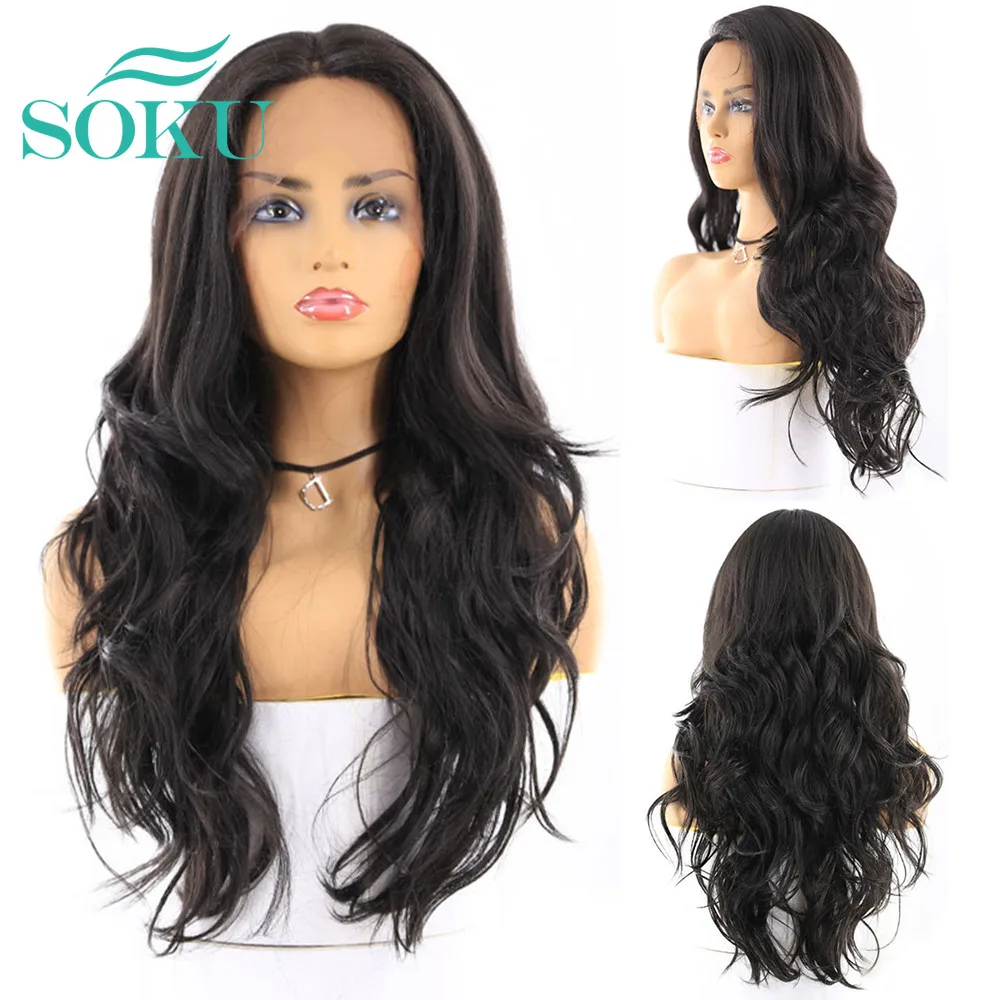 

Ombre Golden To Blue Color Long Wavy Synthetic Lace Front Wigs For Women SOKU Baby Hair Glueless Heat Resistant Fiber Hair Wig
