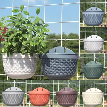 

1*Flower Pot Creative Semicircular Resin Imitation Rattan Wall Hanging Home Flower Plant Pot Without Hooks